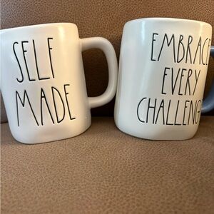 Rae Dunn Cream Mugs - Self Made & Embrace Every Challenge